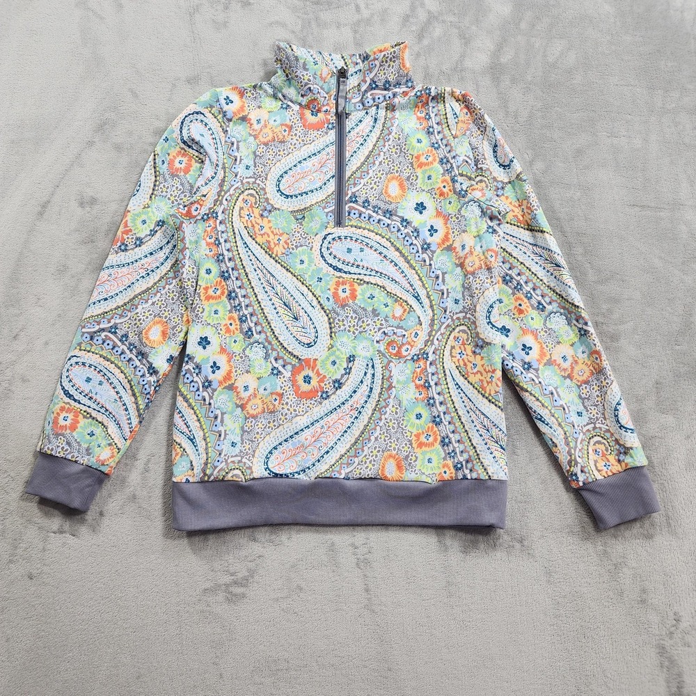 Vera Bradley Top Women S Multicolor Paisley Floral Half Zip Mock Neck Pullover